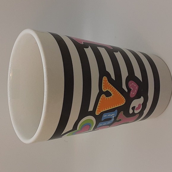 Luv Ya Colorful Retro-Style Pink Orange Text Black White Striped Mug 12 oz - Picture 4 of 6